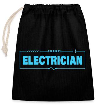 ÉLECTRICIEN - Sac cadeau en coton avec cordon (25 x 30 cm) - noir - Devant