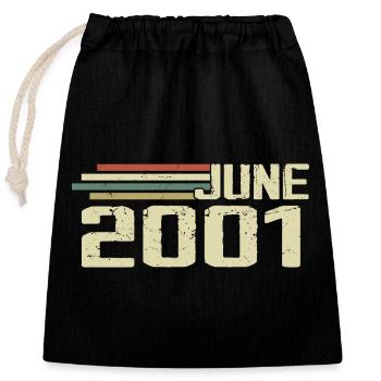 June 2001 Anniversary June 2001 June 2001 Birthday - Closable cotton gift bag (25x30cm) - black - Front