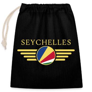 I Love Seychelles, Elegance Style Design T-Shirt - Closable cotton gift bag (25x30cm) - black - Front