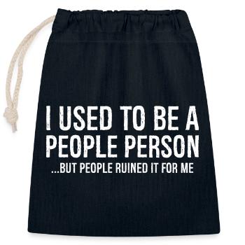 I used to be a people person - Closable cotton gift bag (25x30cm) - navy - Front