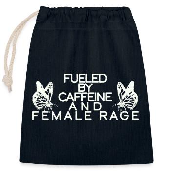 FUELED BY CAFFEINE AND FEMALE RAGE - Closable cotton gift bag (25x30cm) - navy - Front