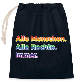 All people. All rights reserved. Always. – Pride Stateme - Closable cotton gift bag (25x30cm) - navy - Front
