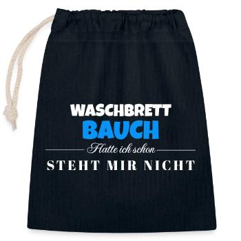 Waschbrett Bauch Spruch – Steht Mir Nicht - Verschließbarer Geschenkbeutel aus Baumwolle (25x30cm) - Navy - Vorne