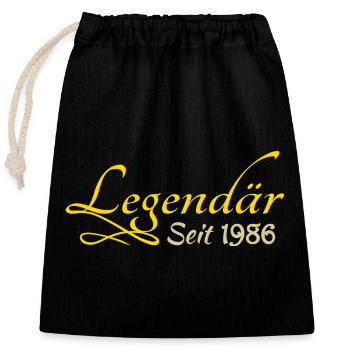Born in 1986 - Closable cotton gift bag (25x30cm) - black - Front