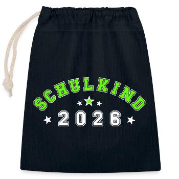 Schulkind 2026 - Verschließbarer Geschenkbeutel aus Baumwolle (25x30cm) - Navy - Vorne