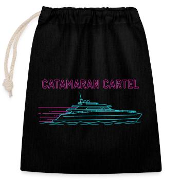 Synthwave Catamaran Cartel - Closable cotton gift bag (25x30cm) - black - Front