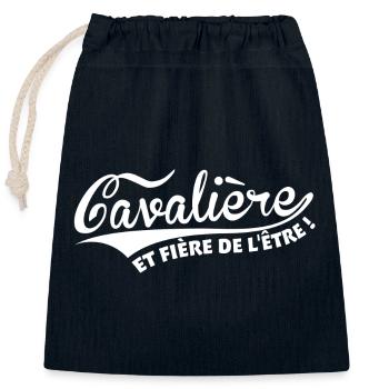 Cavalière et fière de l'être - Sac cadeau en coton avec cordon (25 x 30 cm) - bleu marine - Devant