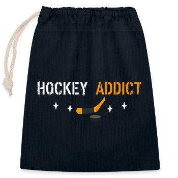 Eishockey-Süchtiger - Verschließbarer Geschenkbeutel aus Baumwolle (25x30cm) - Navy - Vorne