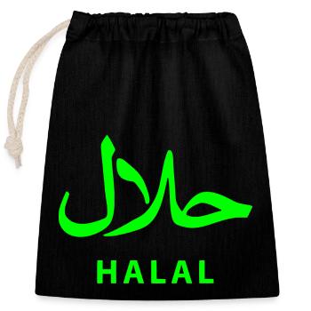 Halal حلال - Closable cotton gift bag (25x30cm) - black - Front