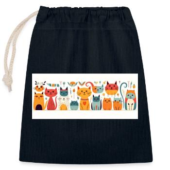 Chats originaux - Sac cadeau en coton avec cordon (25 x 30 cm) - bleu marine - Devant