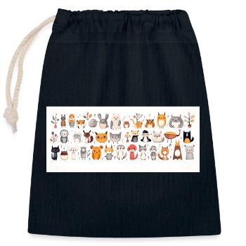 Mignons petits animaux - Sac cadeau en coton avec cordon (25 x 30 cm) - bleu marine - Devant