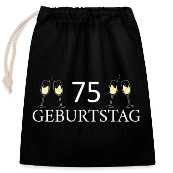 75.Geburtstag 75 Jahre - Verschließbarer Geschenkbeutel aus Baumwolle (25x30cm) - Schwarz - Vorne