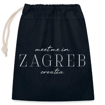 Zagreb, Croatia Style Design T-Shirt - Closable cotton gift bag (25x30cm) - navy - Front