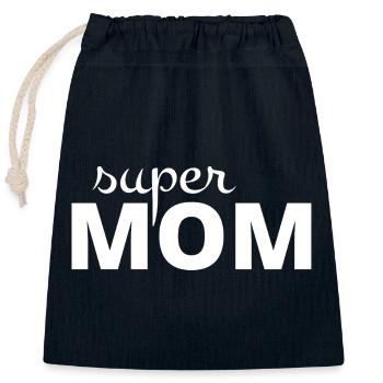 Super mom - Closable cotton gift bag (25x30cm) - navy - Front