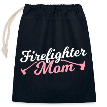 Maman pompiers - Sac cadeau en coton avec cordon (25 x 30 cm) - bleu marine - Devant