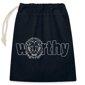 Lion « DIGNE » - Sac cadeau en coton avec cordon (25 x 30 cm) - bleu marine - Devant