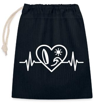 Surf Heart Board Wave Sun - Closable cotton gift bag (25x30cm) - navy - Front