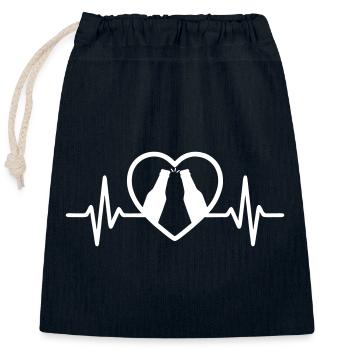 Heart Bottles Beer Aperitif Gift - Closable cotton gift bag (25x30cm) - navy - Front