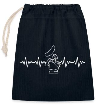 Pizzaiolo Pizza Machine Pizza ECG Heartbeat - Sac cadeau en coton avec cordon (25 x 30 cm) - bleu marine - Devant