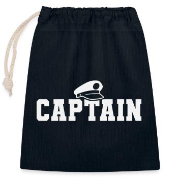 Kapitän Bootsfahrer Sailor Sailing Nautical Boat - Verschließbarer Geschenkbeutel aus Baumwolle (25x30cm) - Navy - Vorne