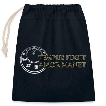 Tempus Fugit Amor Manet Time Passes Love Remains - Closable cotton gift bag (25x30cm) - navy - Front
