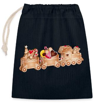 magical 3D gingerbread railway for Christmas - Closable cotton gift bag (25x30cm) - navy - Front