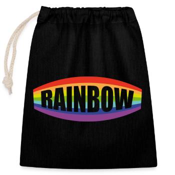 Rainbow Schriftzug Pochette - Verschließbarer Geschenkbeutel aus Baumwolle (25x30cm) - Schwarz - Vorne