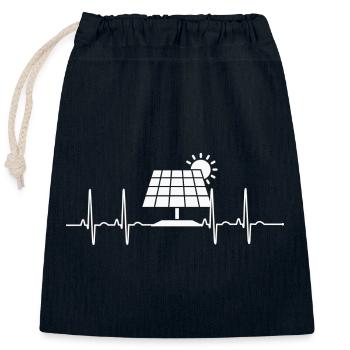 EKG Solarenergie PV Strom Herzlinie erneuerbar - Verschließbarer Geschenkbeutel aus Baumwolle (25x30cm) - Navy - Vorne