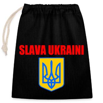 Slava ukraini - Sac cadeau en coton avec cordon (25 x 30 cm) - noir - Devant
