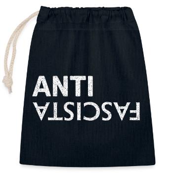 Antifascist - Closable cotton gift bag (25x30cm) - navy - Front