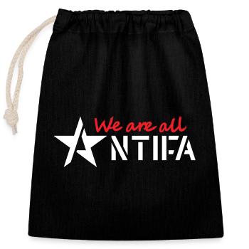 We are all ANTIFA - Closable cotton gift bag (25x30cm) - black - Front