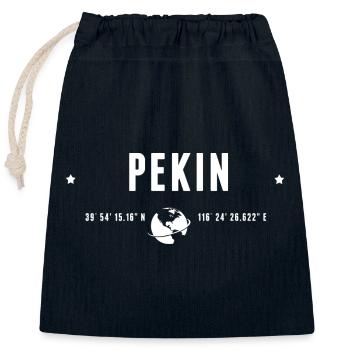 Peking stilisierte geografische Koordinaten - Verschließbarer Geschenkbeutel aus Baumwolle (25x30cm) - Navy - Vorne