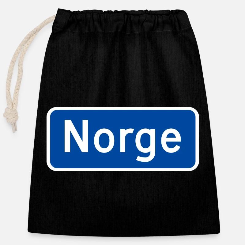 Norwegen - Verschließbarer Geschenkbeutel aus Baumwolle (25x30cm) - Schwarz