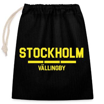 Stockholm Vallingby Stadt Silhouette Design - Verschließbarer Geschenkbeutel aus Baumwolle (25x30cm) - Schwarz - Vorne