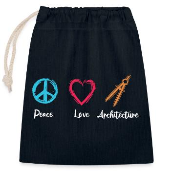 Paix Amour Architecture - Sac cadeau en coton avec cordon (25 x 30 cm) - bleu marine - Devant