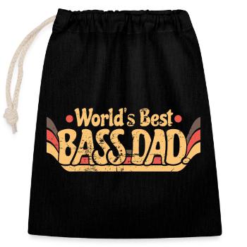 Der weltbeste Bass Dad Retro - Verschließbarer Geschenkbeutel aus Baumwolle (25x30cm) - Schwarz - Vorne