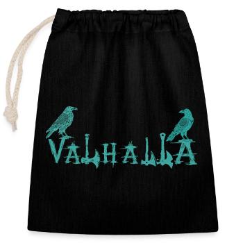 Valhalla Runenraben Stil Shirt - Verschließbarer Geschenkbeutel aus Baumwolle (25x30cm) - Schwarz - Vorne
