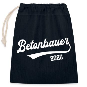 Maître apprenti pour l’examen d’apprentissage des travailleurs du béton 2026 - Sac cadeau en coton avec cordon (25 x 30 cm) - bleu marine - Devant