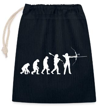 Évolution du tir à l’arc Femme Arch Hunter Sport Gift - Sac cadeau en coton avec cordon (25 x 30 cm) - bleu marine - Devant