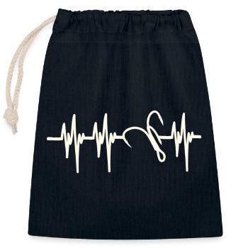 Heartbeat Fish Hook - Closable cotton gift bag (25x30cm) - navy - Front