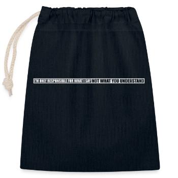 what I say quote - Closable cotton gift bag (25x30cm) - navy - Front