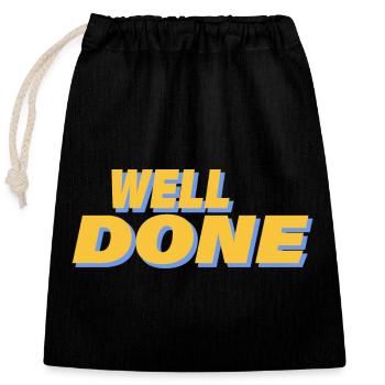 WELL DONE - Closable cotton gift bag (25x30cm) - black - Front