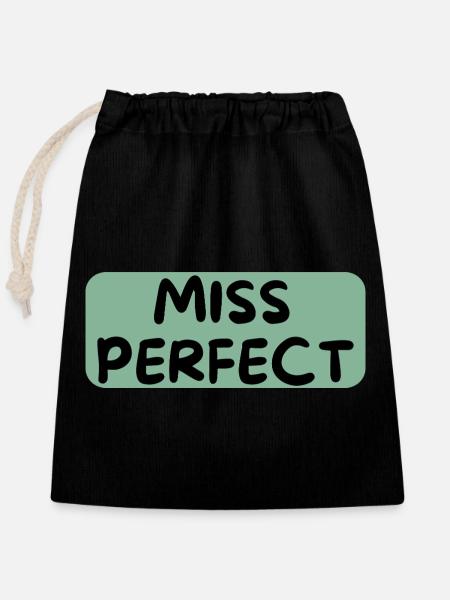 Miss Perfect - Verschließbarer Geschenkbeutel aus Baumwolle (25x30cm) - Schwarz