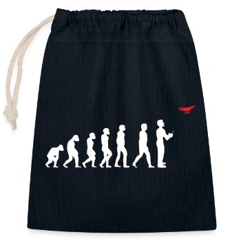 Evolution de l’homme pilote de drone - Sac cadeau en coton avec cordon (25 x 30 cm) - bleu marine - Devant