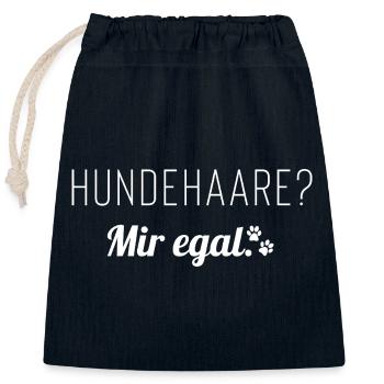 Hundehaare? Mir egal. Spruch für Hundemenschen - Verschließbarer Geschenkbeutel aus Baumwolle (25x30cm) - Navy - Vorne