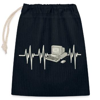 Ordinateur Heartbeat - Sac cadeau en coton avec cordon (25 x 30 cm) - bleu marine - Devant