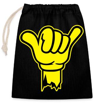 hand shaka finger - Verschließbarer Geschenkbeutel aus Baumwolle (25x30cm) - Schwarz - Vorne
