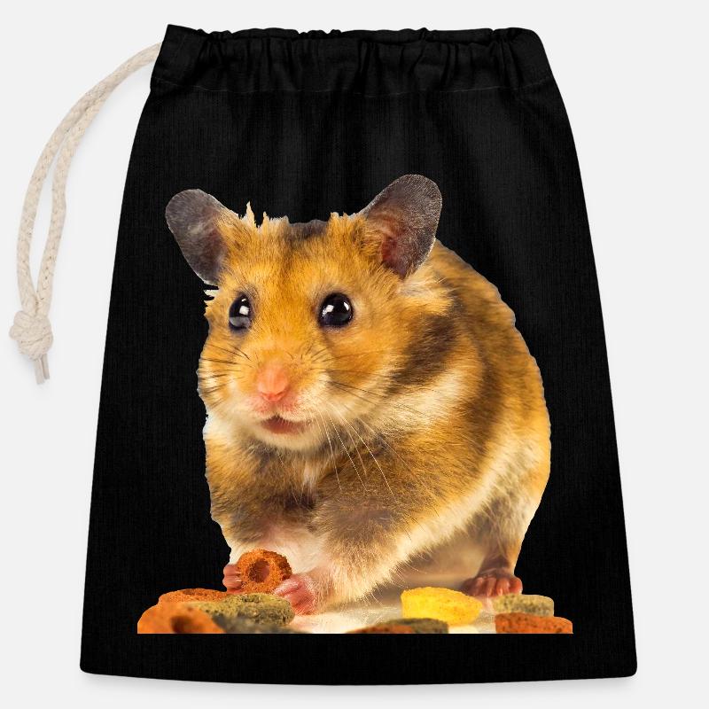 I am hamster - Sac cadeau en coton avec cordon (25 x 30 cm) - noir