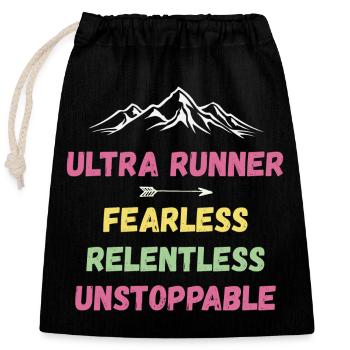 Ultra Runnner - Intrépide. Implacable. Imparable. - Sac cadeau en coton avec cordon (25 x 30 cm) - noir - Devant