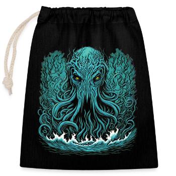 Cthulhu - Sac cadeau en coton avec cordon (25 x 30 cm) - noir - Devant